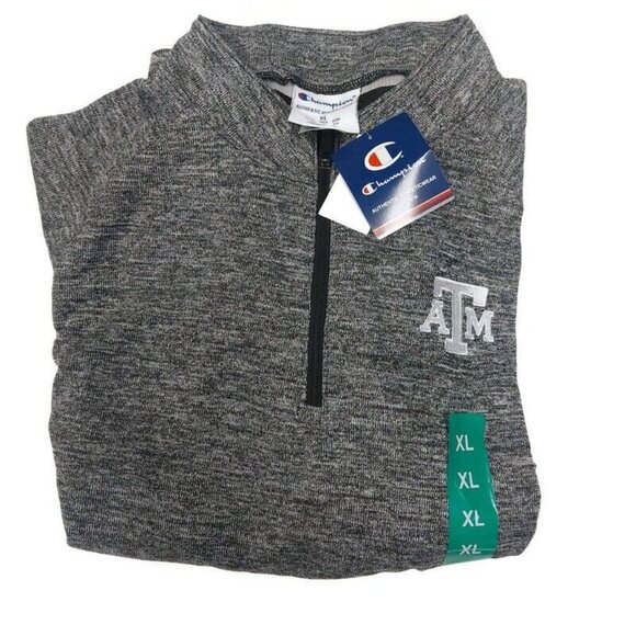 Champion Mens XL NCAA Texas A&M Aggies 1/4 Zip Pullover Sweatshirt Sweater Gray - Picture 2 of 6